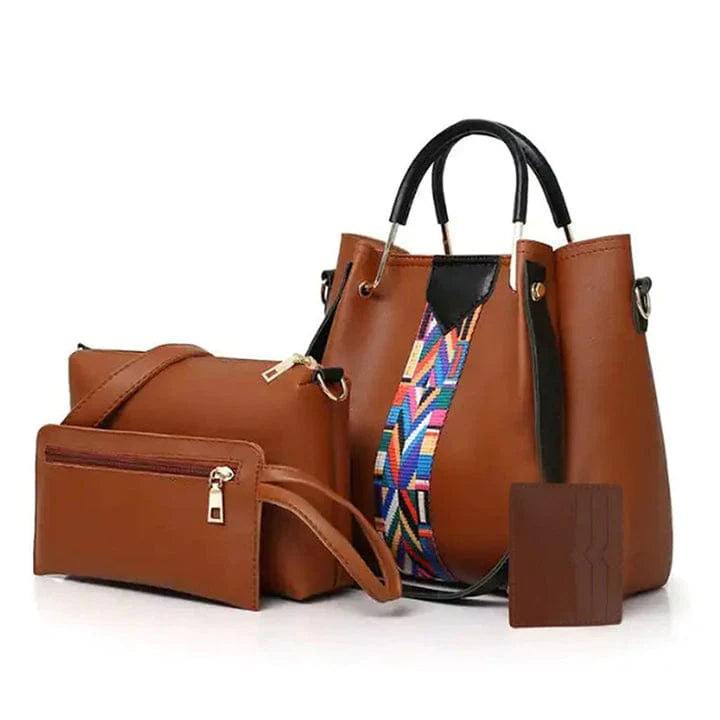 4 Pcs Diamond Handbags(Brown)